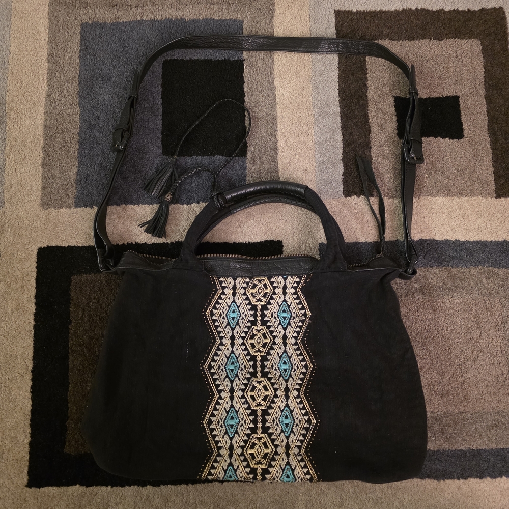 Cleobella Weekender Bag x Lucky Brand Embroidered Canvas Shoulder Bag Boho - Picture 4 of 11